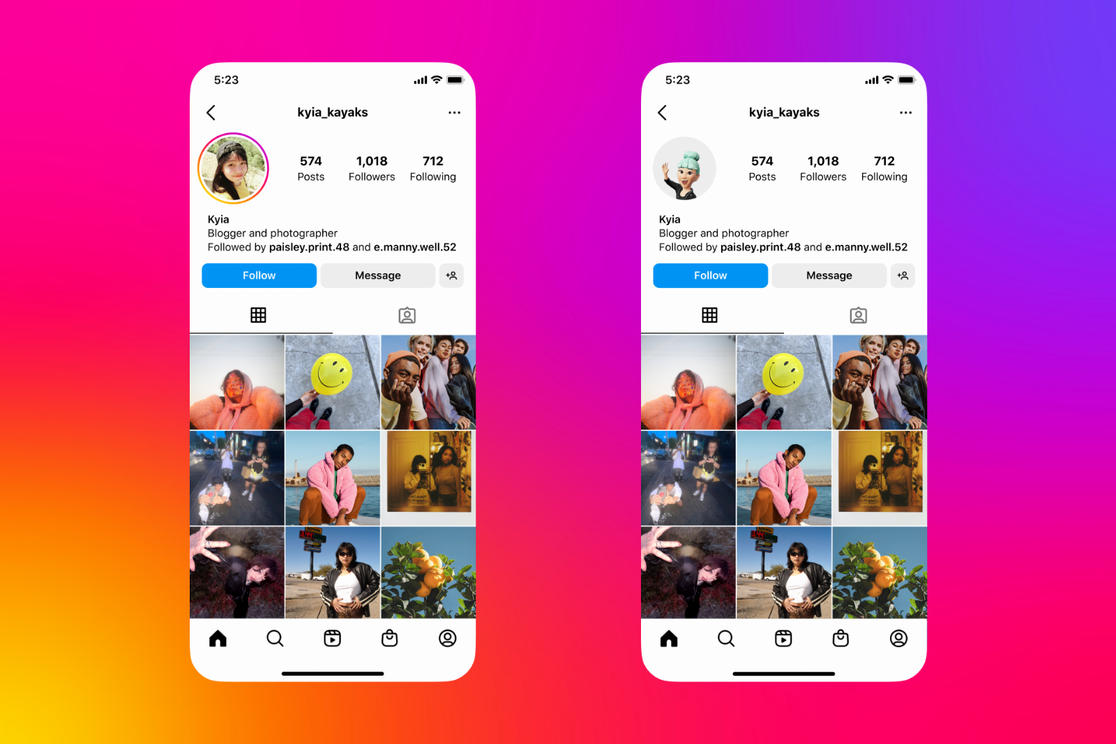 Instagram’s new dynamic profile photo flips between your picture and avatar