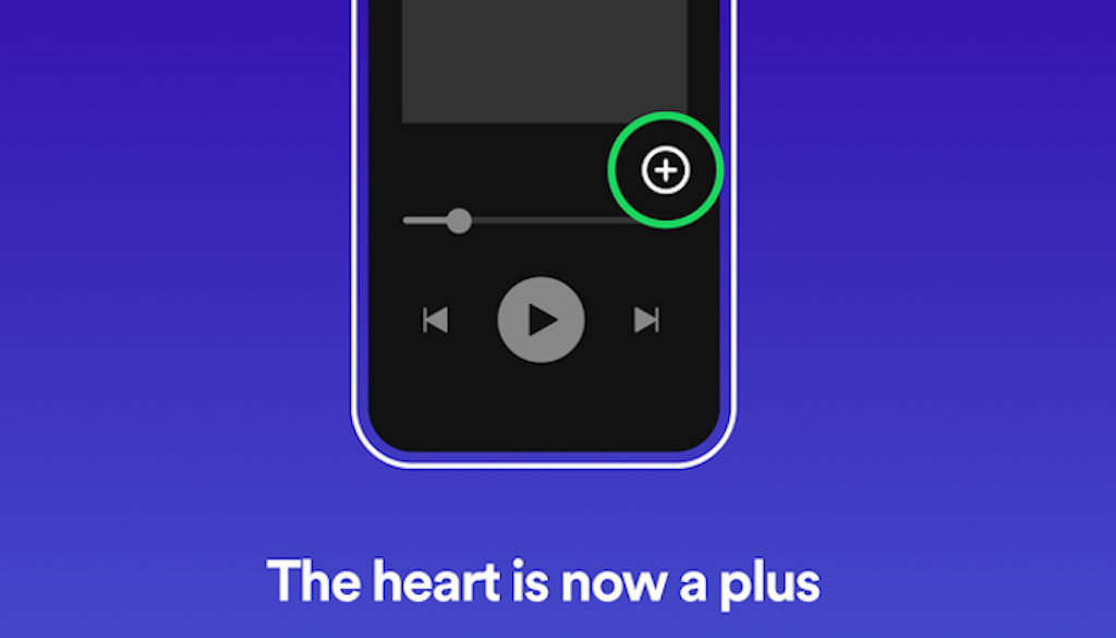 Spotify kills its heart button to be replaced with a ‘plus’ sign