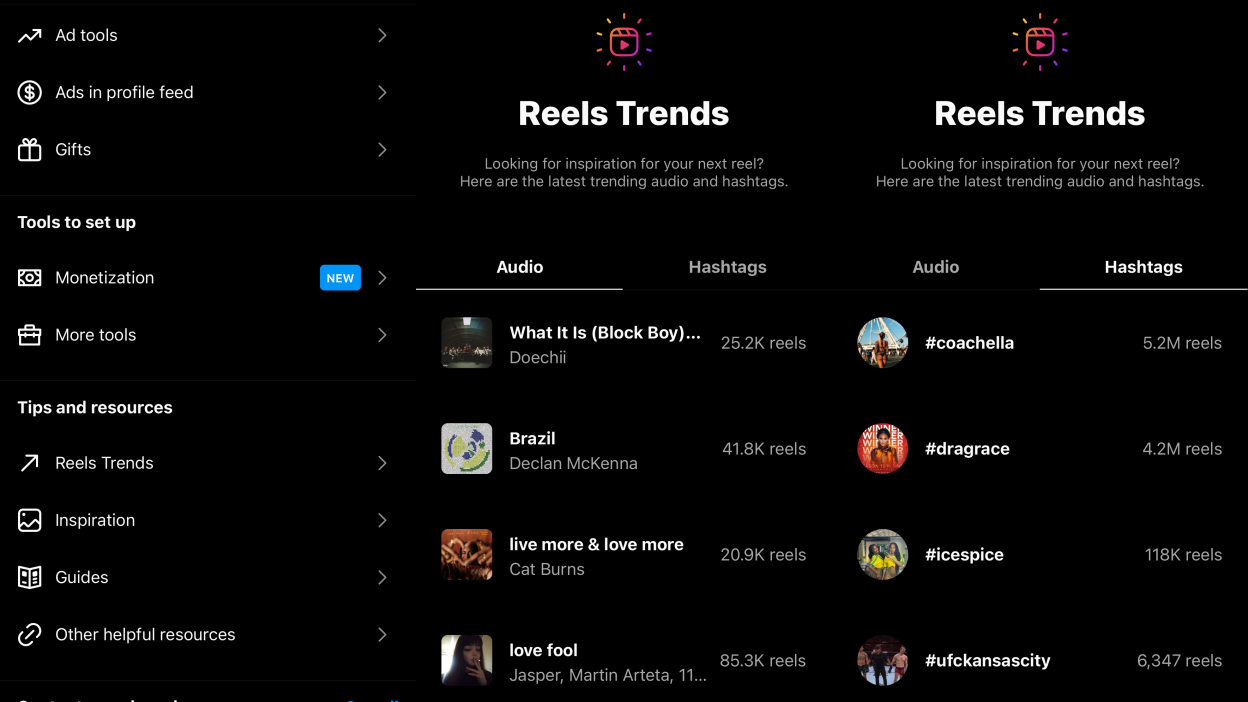 Instagram Reels launches new metrics and trending audio
