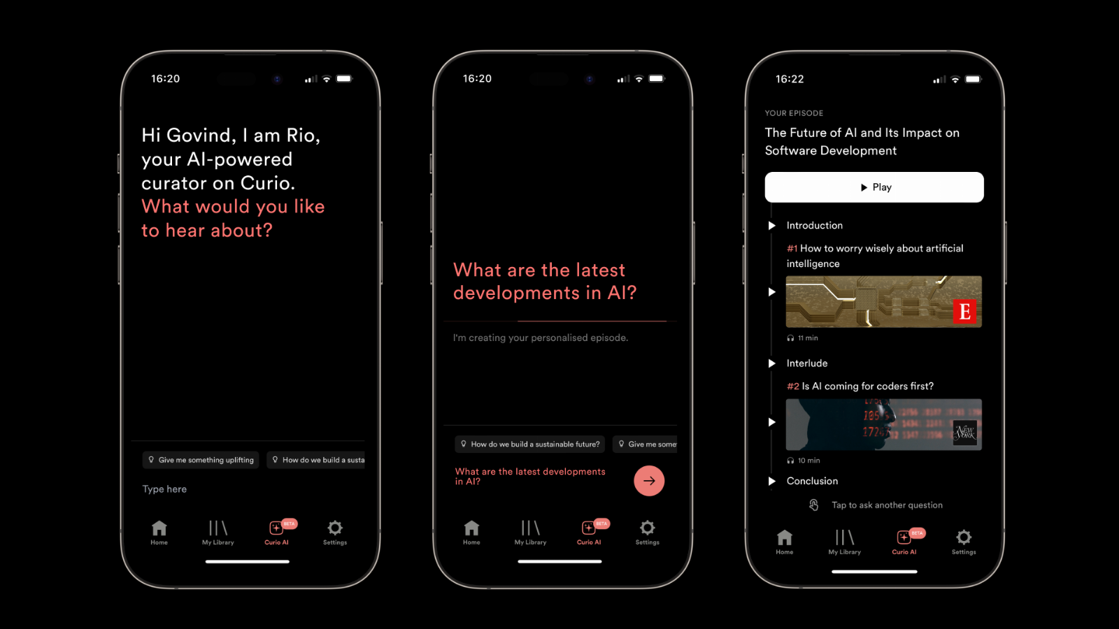 Audio journalism app Curio can now create personalized episodes using AI
