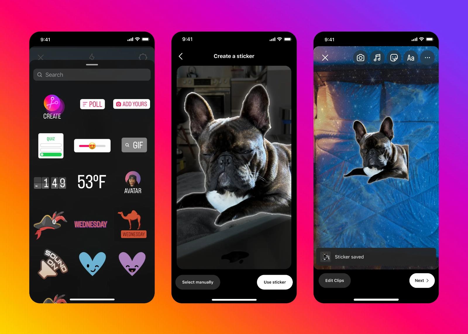 Instagram adds new features, including custom AI stickers, photo filters, a clip hub and more