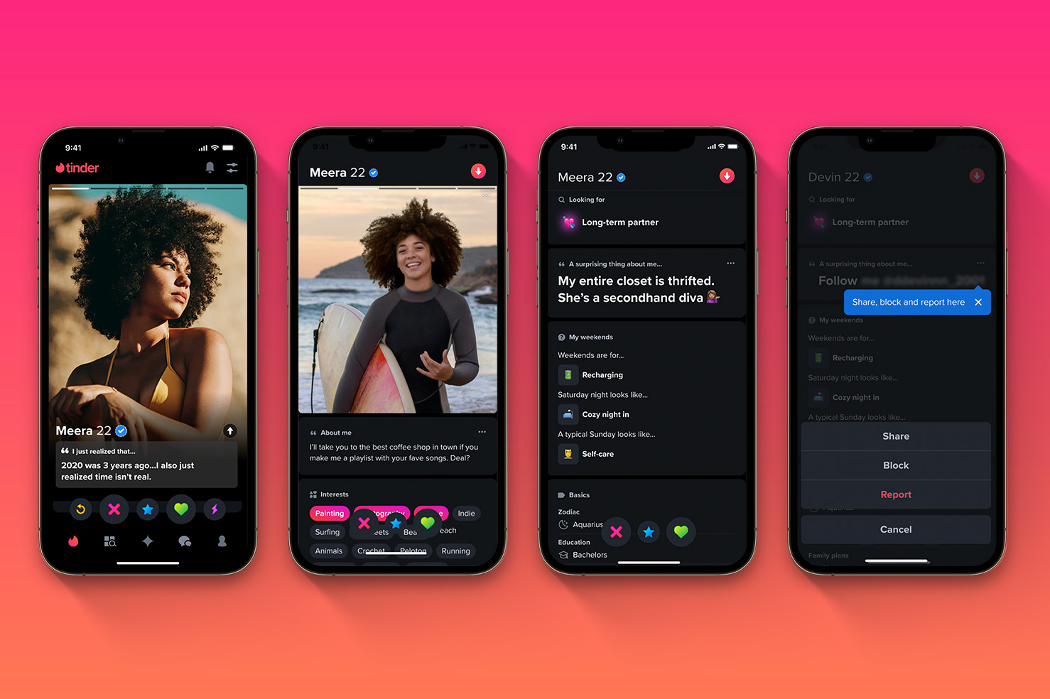Tinder redesigns profile pages with prompts, info tags and quiz