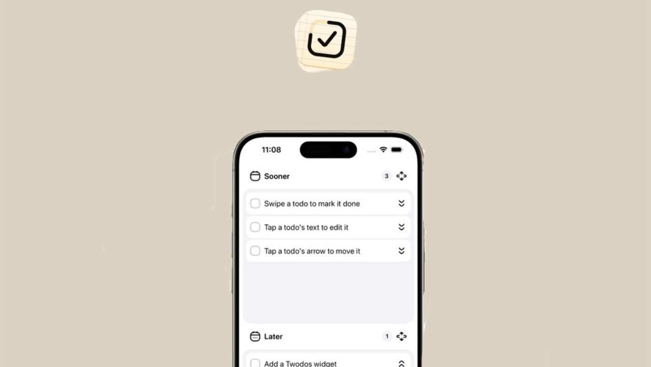 Twodos is a simple to-do app that doesn’t remind you of your tasks