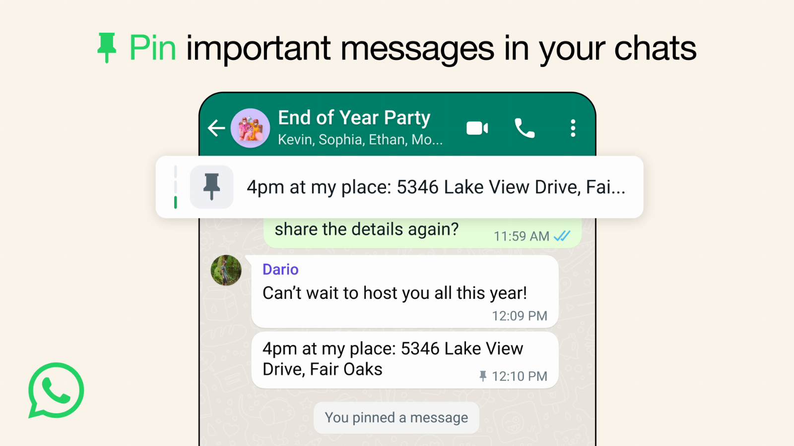 WhatsApp now lets you pin up to three messages
