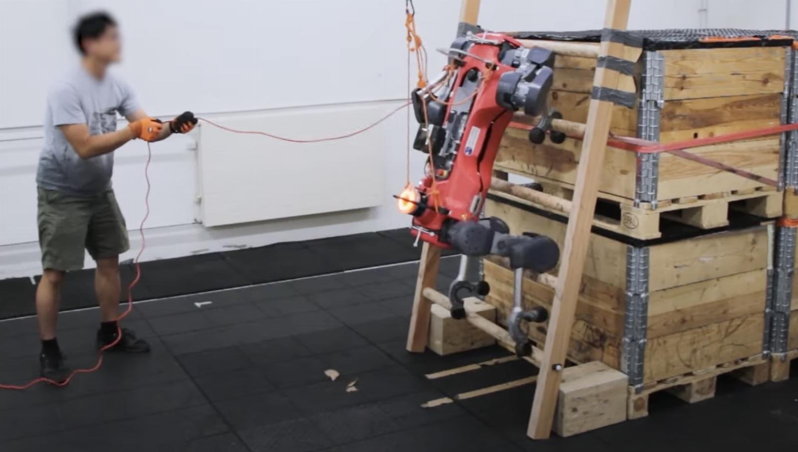 Four-legged robot learns to climb ladders