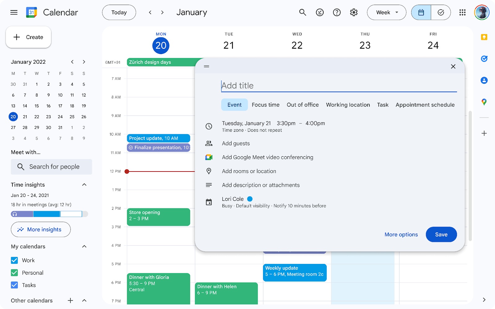 Google Calendar gets a design refresh, dark mode