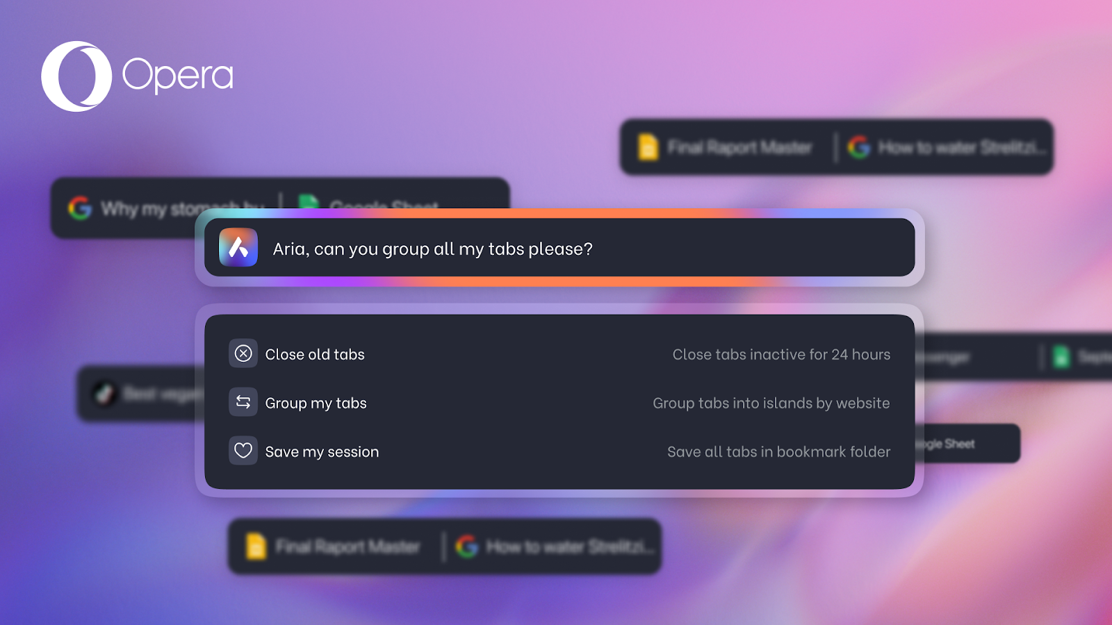 Opera’s new feature lets you group, pin, and close tabs through natural language commands